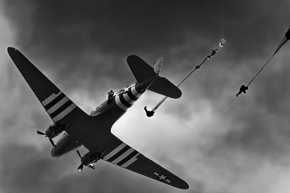 Historic Paratrooper Drop by Ken Liang — canvas wall art