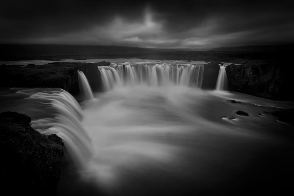 Moody Waterfall Landscape by Lydia Jacobs — canvas wall art