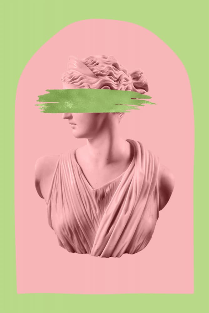 Pink Statue Green Stroke by Talitha McQueen — canvas wall art
