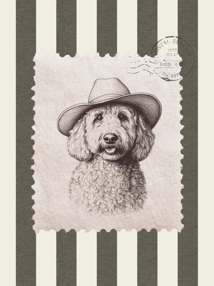 Goldendoodle Cowboy Hat by Jolly and Dash — canvas wall art