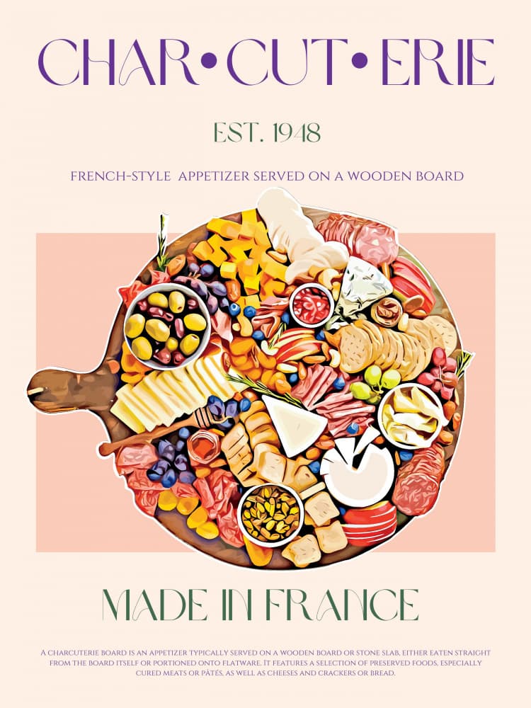 French Charcuterie Feast by Nazma Khokhar — canvas wall art