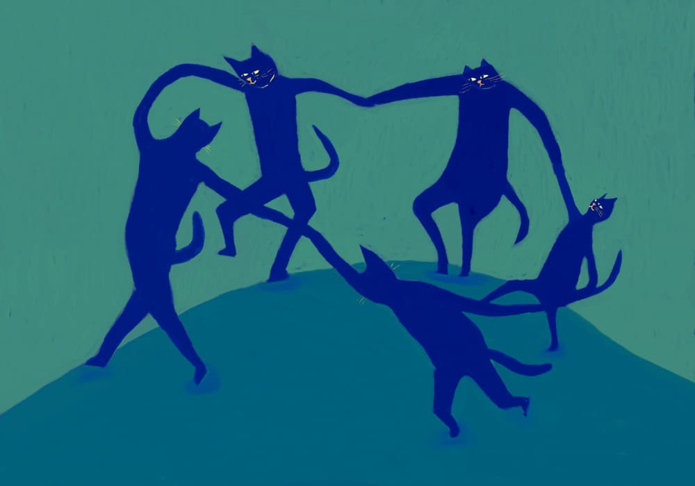 Whimsical Cat Dance by Sharyn Bursic — canvas wall art