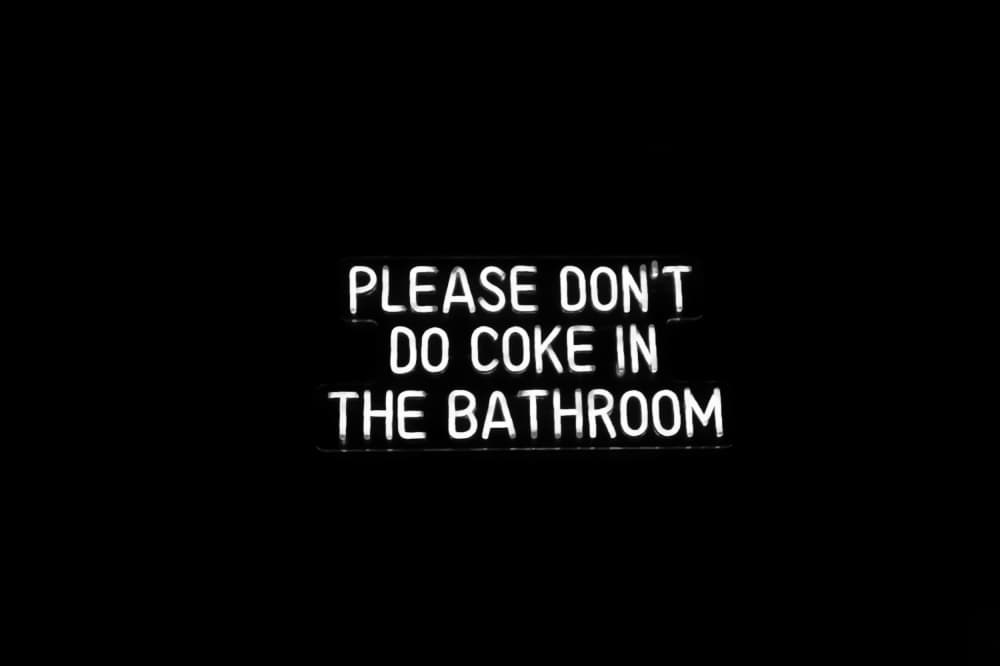No Coke Bathroom Sign by Del Mundo Imagery — canvas wall art