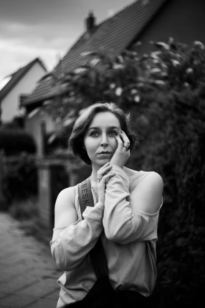Pensive Woman Urban Portrait by Dmitrii Rabeev — canvas wall art