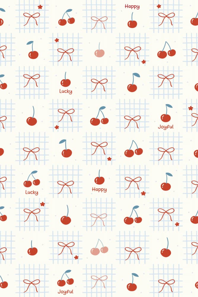 Cute Cherries and Bows by Xuan Thai — canvas wall art