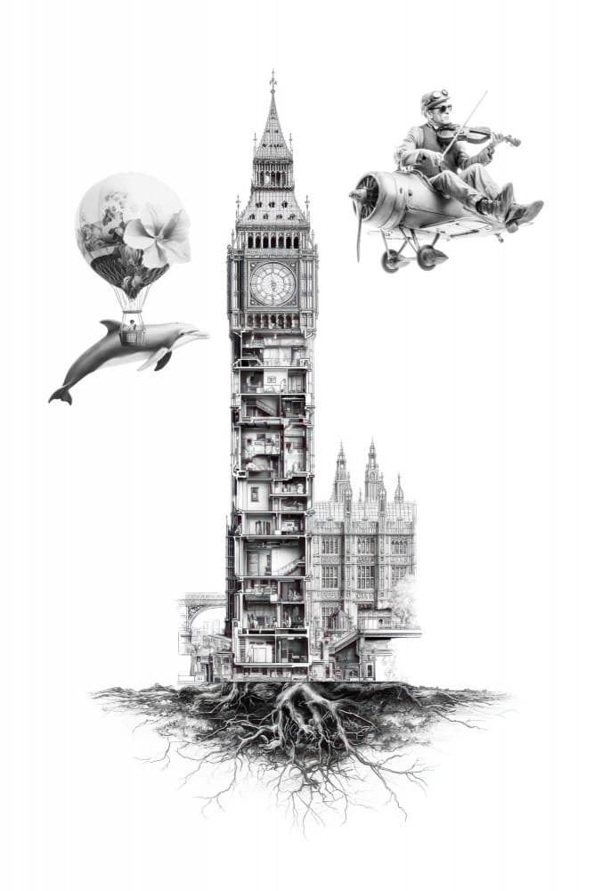 London Whimsical Fantasy by Rafal Kulik — canvas wall art