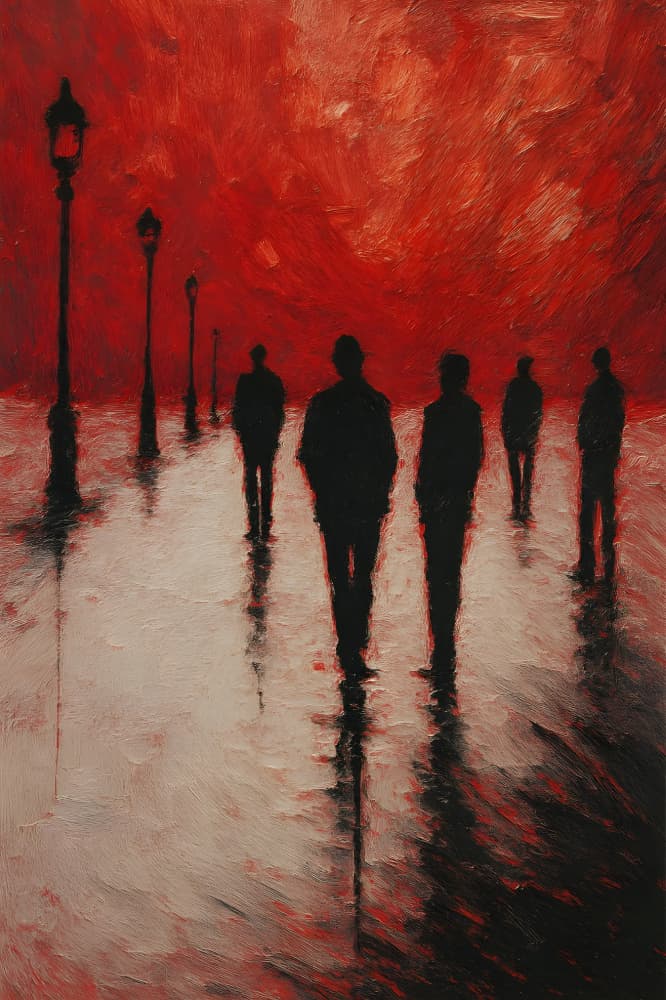 Red Night Reflections by HUGO — canvas wall art