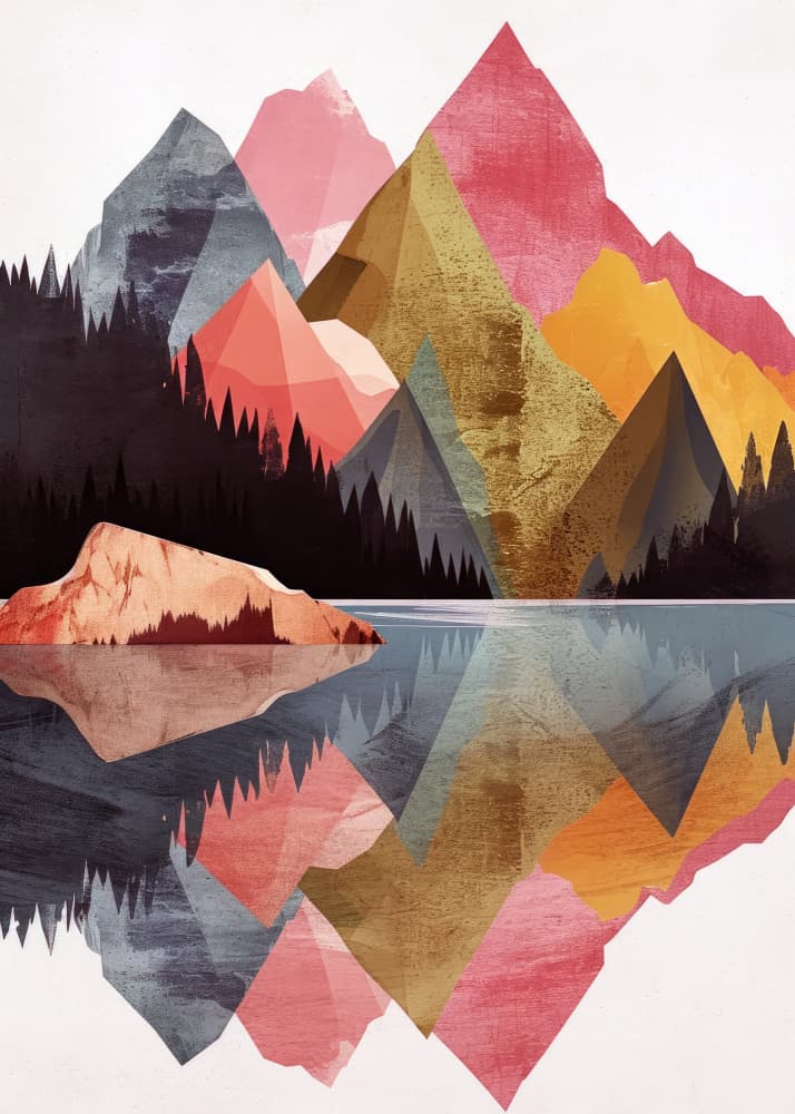 Geometric Mountain Reflection by Justyna Jaszke — canvas wall art