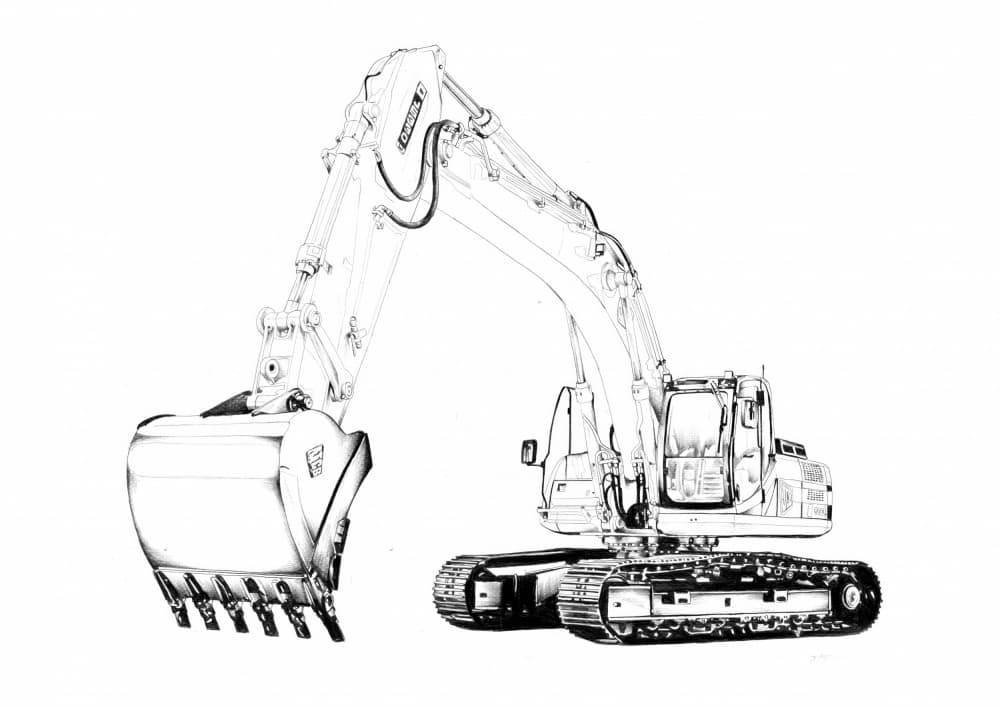 Industrial Excavator Sketch by Kulik — canvas wall art