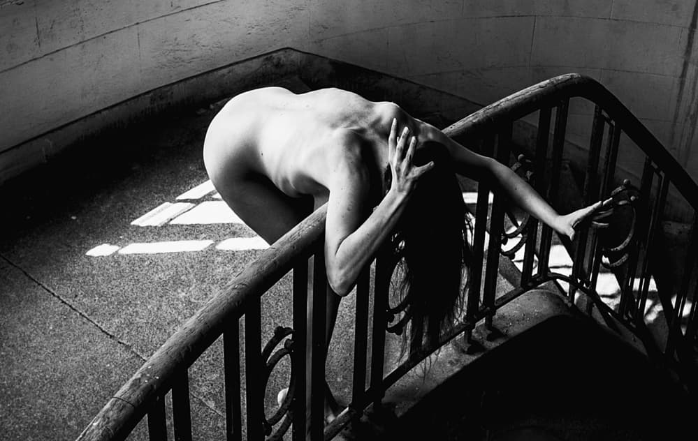 Dark Nude Staircase by Bogdan Bouşcă — canvas wall art