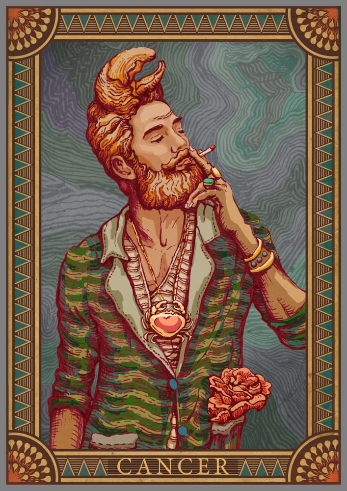 Stylish Cancer Zodiac Man by Olga Galeeva — canvas wall art