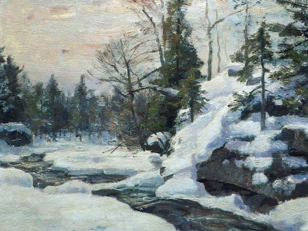 Peaceful Winter Stream by Jolly and Dash — canvas wall art