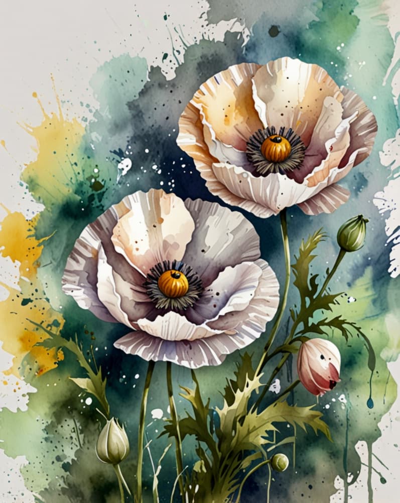 Soft Watercolor Poppies by Anda Bieza — canvas wall art