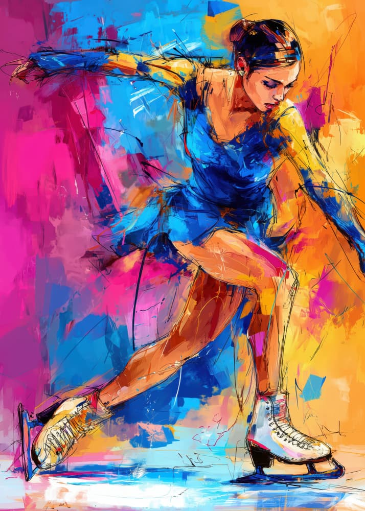 Vibrant Figure Skater by Justyna Jaszke — canvas wall art