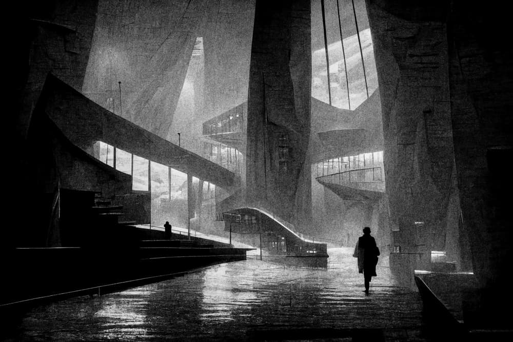 Mysterious Urban Walk by Luc Stalmans — canvas wall art