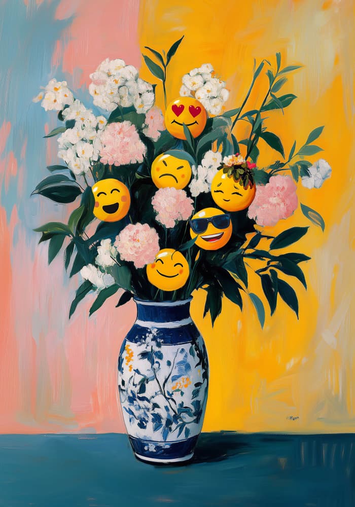 Floral Emojis by Dikhotomy — canvas wall art