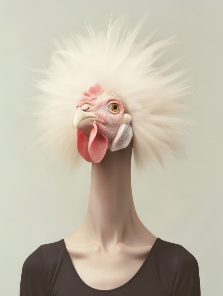 Whimsical Chicken Portrait by Bilge Paksoylu — canvas wall art