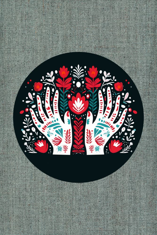 Floral Folk Art Hands by casa cartissi — canvas wall art