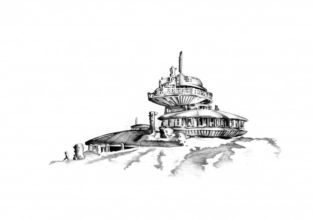 Futuristic Mountain Building by Kulik — canvas wall art