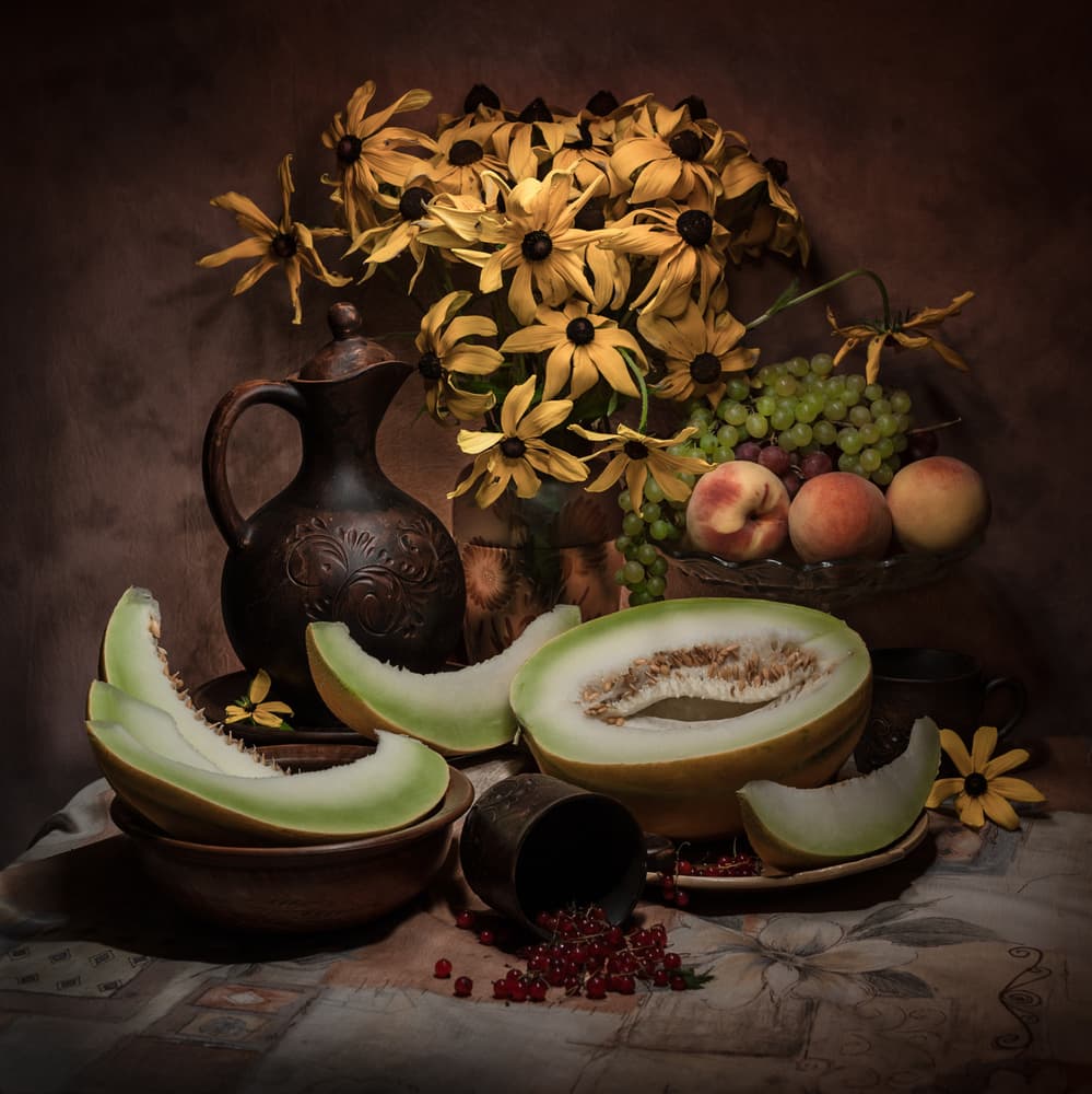 Rustic Harvest Still Life by Viktor Cherkasov — canvas wall art