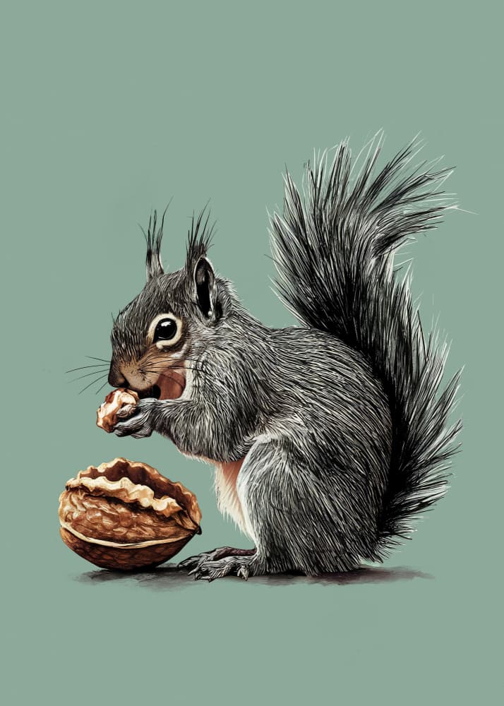 Grey Squirrel Eating Nut by Andreas Magnusson — canvas wall art