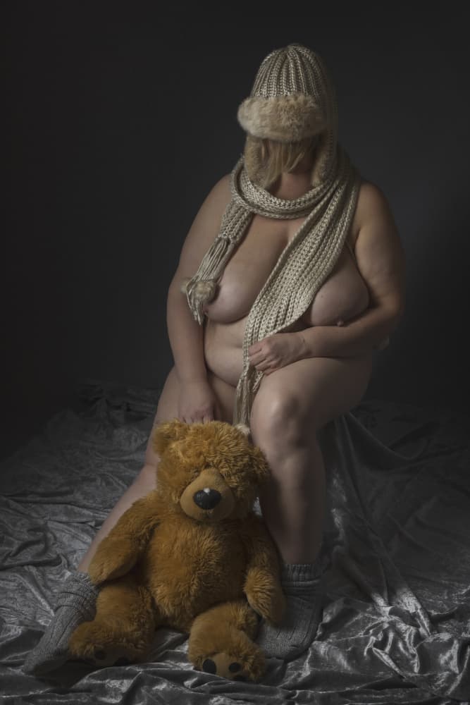 Cozy Woman Teddy Bear by Normunds Kaprano — canvas wall art
