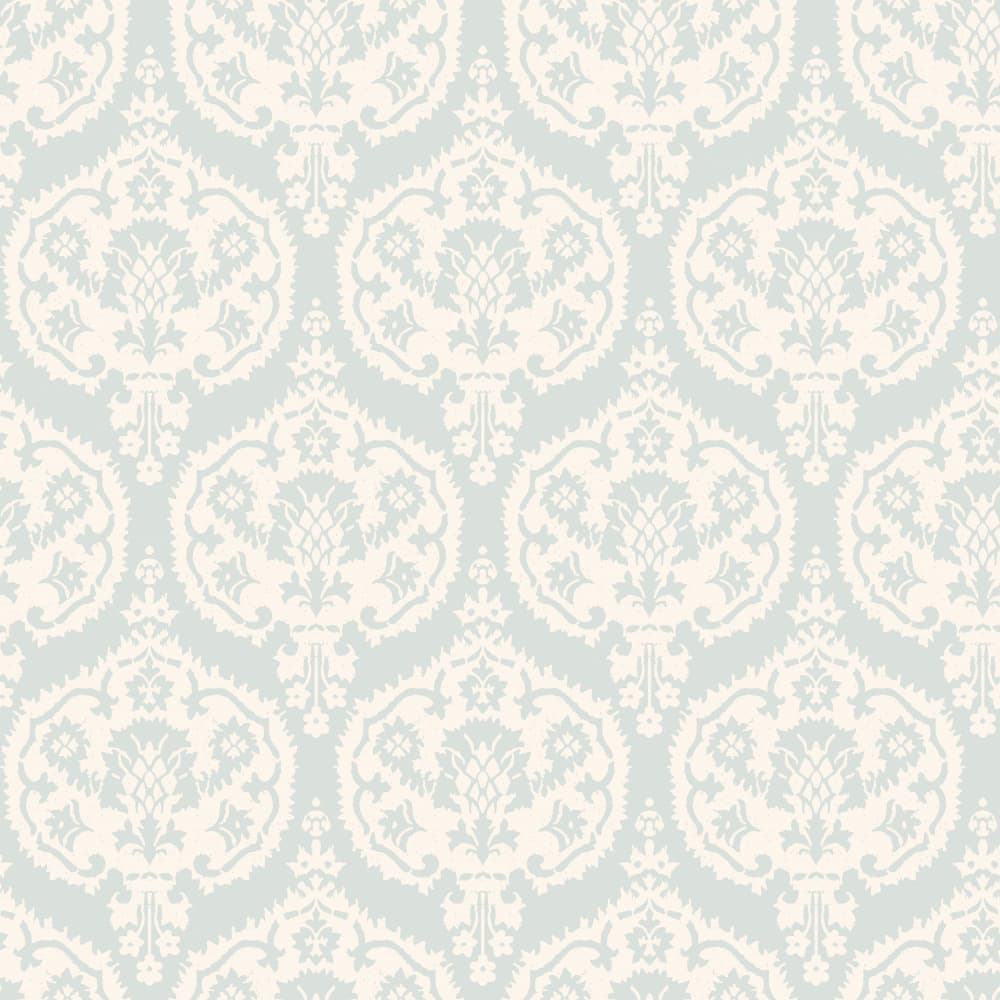 Soft Blue Floral Damask by Annick — canvas wall art