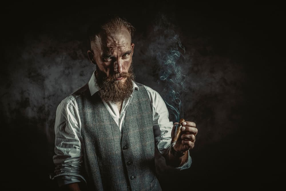 Pensive Bearded Smoker by gNo — canvas wall art