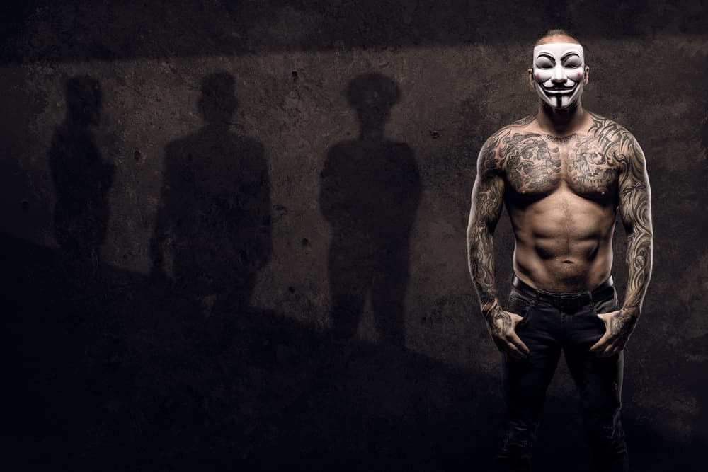 Masked Man and Shadows by Petri Damstén — canvas wall art