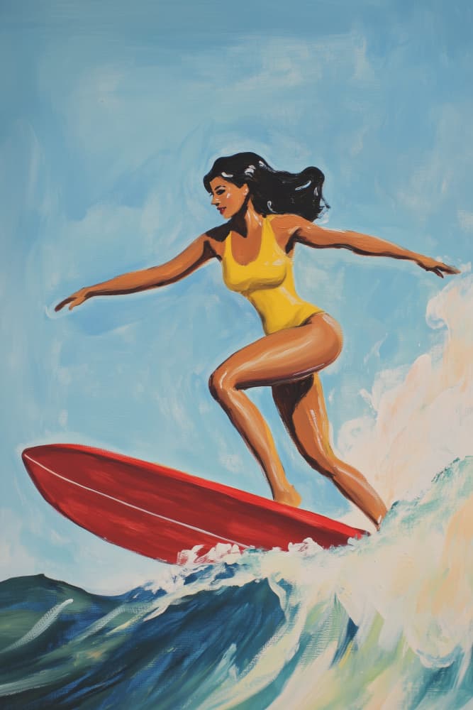 Retro Surfer Girl by Melloi Art Prints — canvas wall art