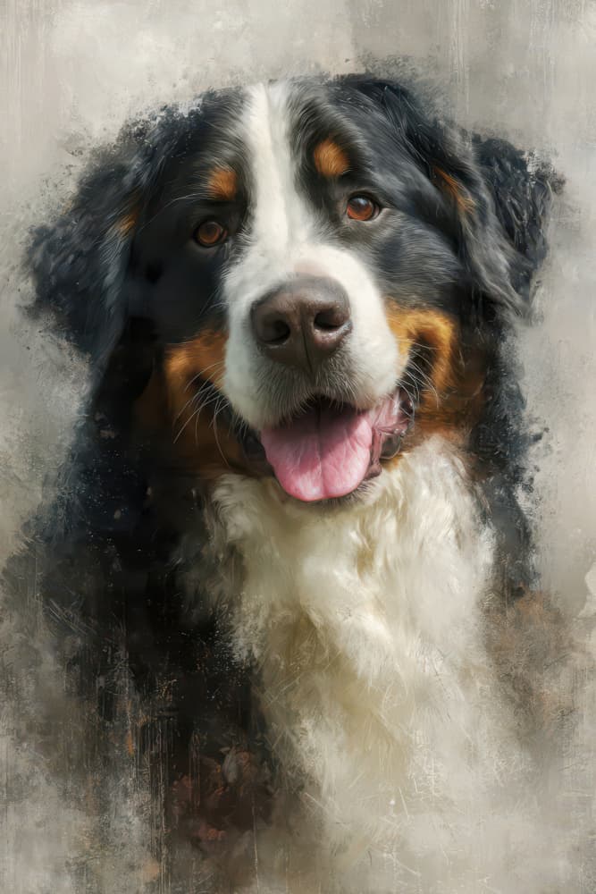Happy Watercolor Bernese by Rafal Kulik — canvas wall art
