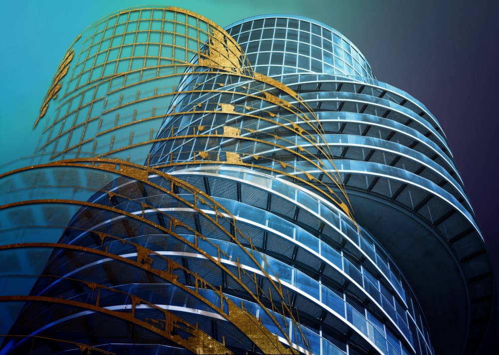 Curved Glass Architecture by Erhard Batzdorf — canvas wall art