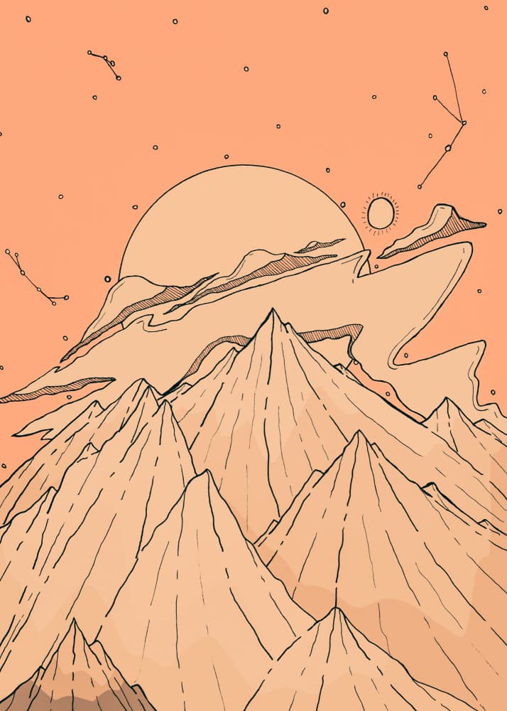 Orange Celestial Peaks by Stephen Wade — canvas wall art