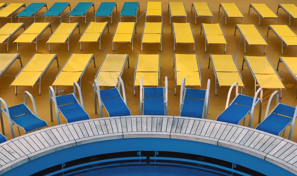 Vibrant Poolside Loungers by Hans-Wolfgang Hawerkamp — canvas wall art