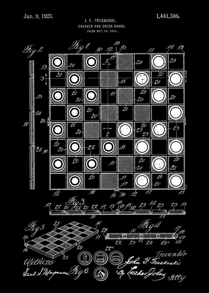 Checkerboard Patent Drawing by Andreas Magnusson — canvas wall art