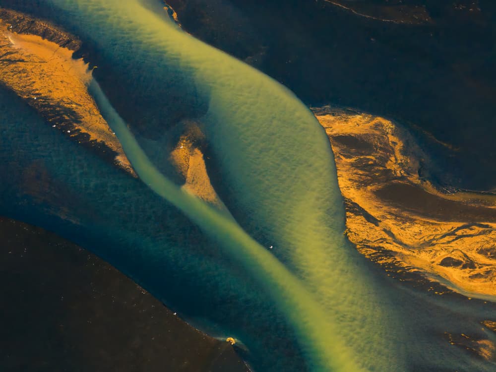 Flowing Gold and Blue by Chao Feng 天馬 — canvas wall art