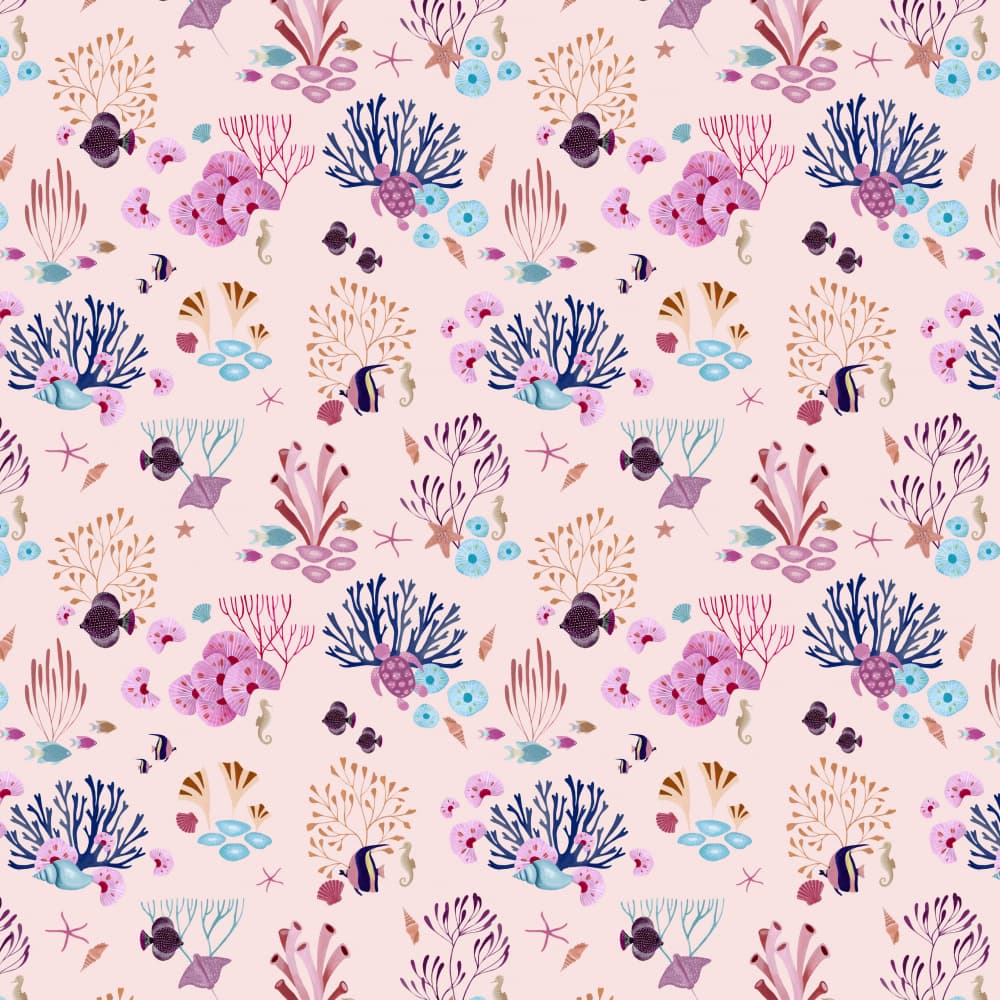 Pastel Sea Life Pattern by Julie Lesouef — canvas wall art