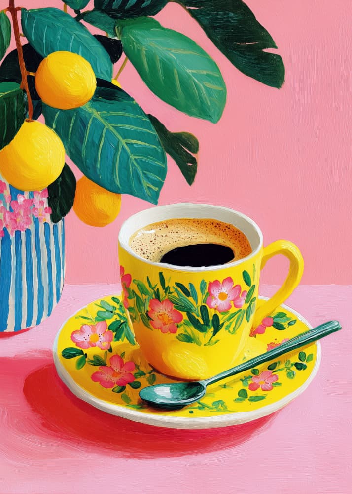 Morning Coffee with Lemons by Justyna Jaszke — canvas wall art