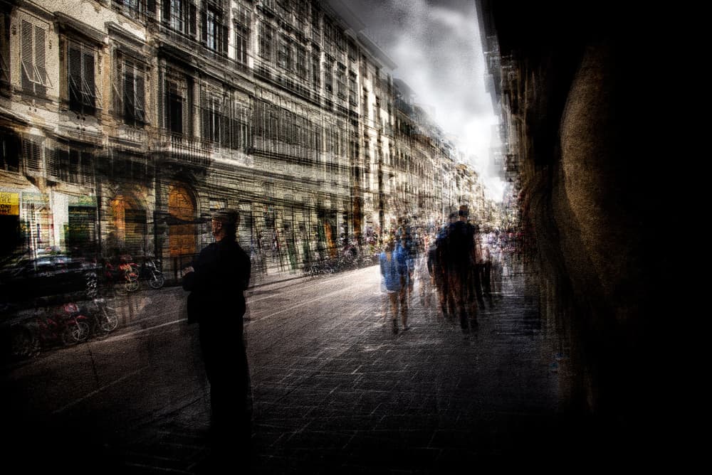 City Street Life Blur by Nicodemo Quaglia — canvas wall art