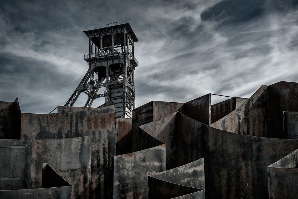 Imposing Industrial Tower by Jef Van den Houte — canvas wall art