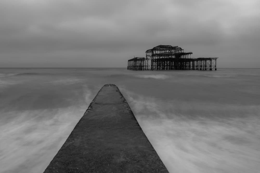 Ruined Coastal Pier by Jure Kravanja — canvas wall art