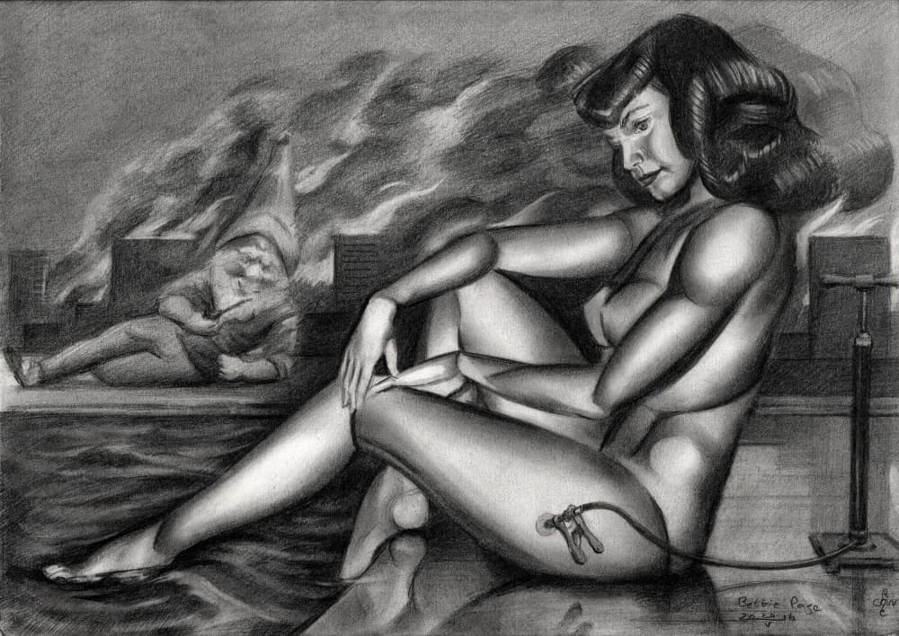 Pensive Pinup Gnome by Corné Akkers — canvas wall art