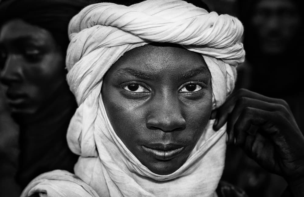 Intense Gaze Turban Portrait by Joxe Inazio Kuesta Garmendia — canvas wall art