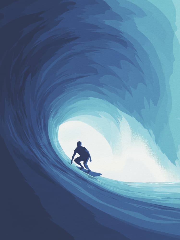 Blue Wave Surfer by Andreas Magnusson — canvas wall art