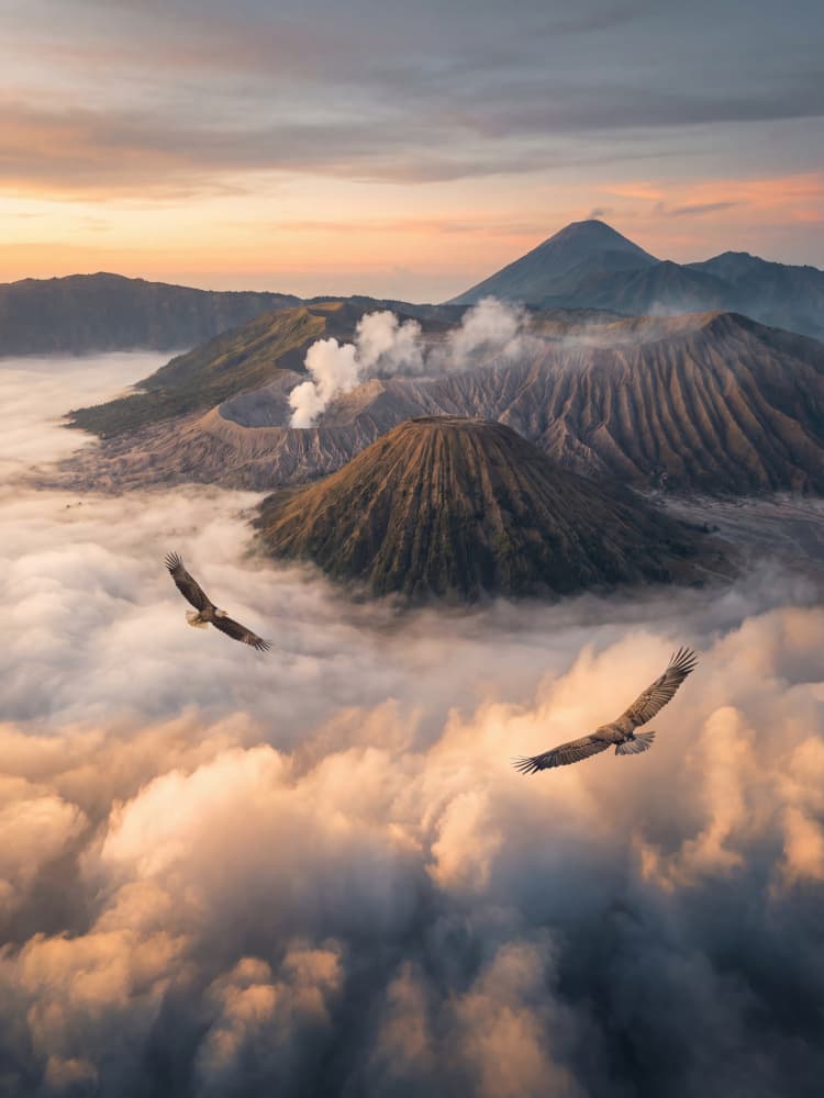 Volcano Peak Eagles by Andreas Magnusson — canvas wall art
