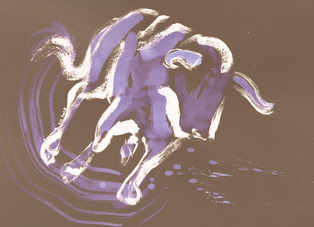 Charging Purple Bull by Santhosh ch — canvas wall art