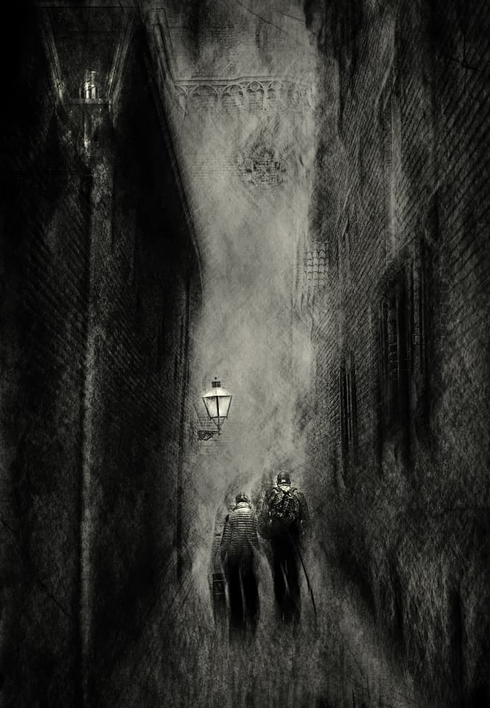 Shadowy Alley Walk by Jan van der Linden — canvas wall art