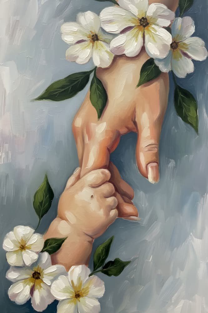 Tender Motherhood Bloom by HUGO — canvas wall art
