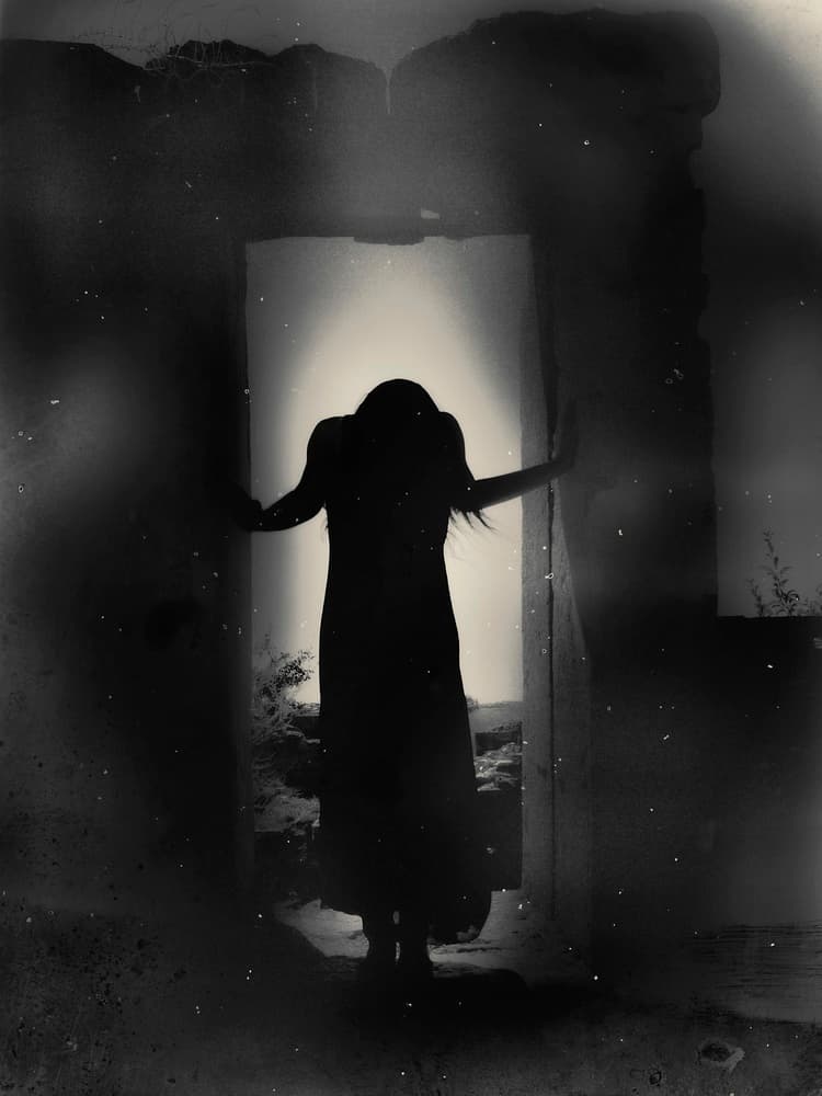 Mysterious Doorway Silhouette by Bogdan Bouşcă — canvas wall art