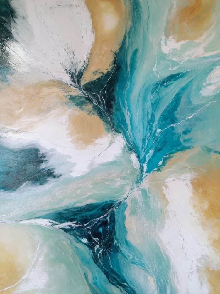 Teal Gold Waves by Alpenglow Workshop — canvas wall art